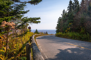 Fototapeta na wymiar An auto road to the top of Mount Greylock in Massachusetts