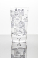 Ice cold glass of water with ice