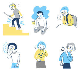 Naklejka premium さまざまな病気の症状 セット