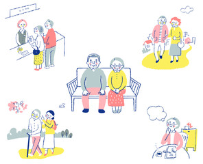 シニアのさまざまなライフシーン　セット