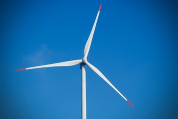 Wind turbine with blue sky