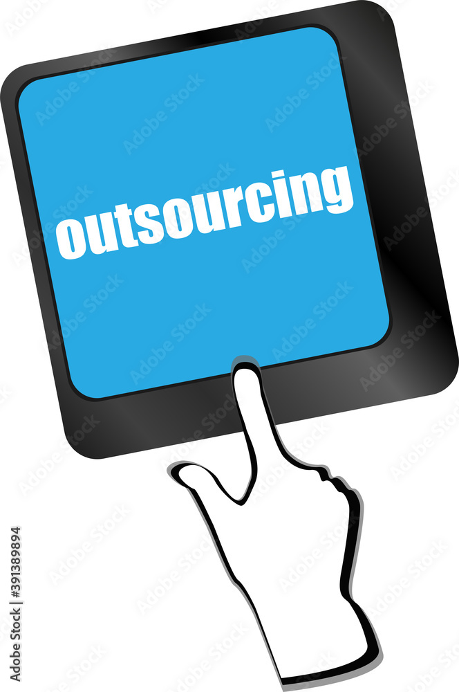 Poster outsourcing button on computer keyboard key