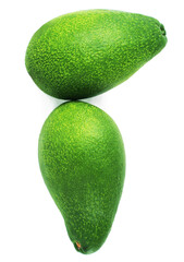 Fresh avocado isolated on a white background. Top view