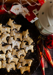 New Year's ginger biscuits on a plate in the form of a bull