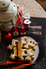 New Year's ginger biscuits on a plate in the form of a bull