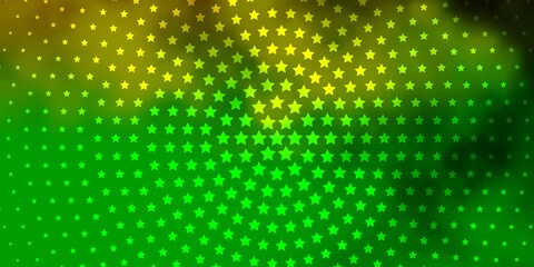 Light Green, Yellow vector background with small and big stars.