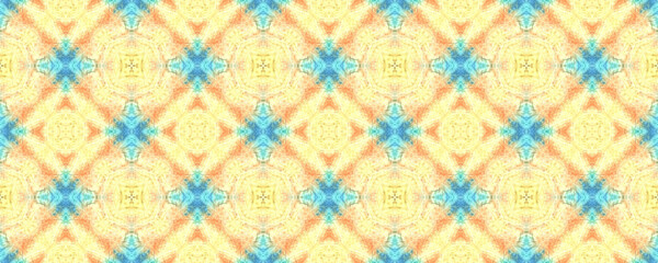 Tie Dye Effect. Tribal Backdrop.  Colorful Natural Ethnic Illustration. Blue and Yellow Textile Print. Colorful Tie Dye Effect.