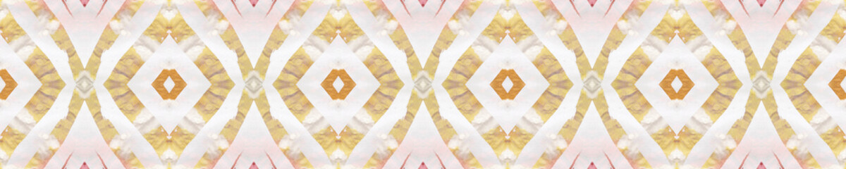 Ikat Pattern. Seamless Tie Dye Ornament. Ethnic Indonesian Design. Abstract Shibori Design. Pastel Brown, Pink Blue Seamless Texture. Ikat CraftHand Made Pattern.