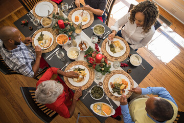 Family eating Christmas meal together
