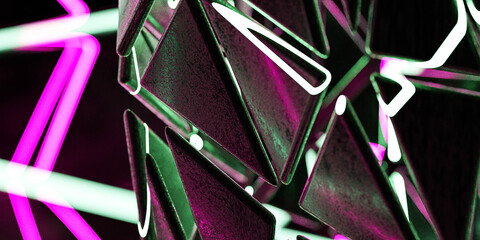 future cyberpunk neon abstract futuristic retro 3d render illustration