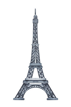 Watercolor of beautiful Eiffel Tower, symbol of Paris. One single object. Hand painted watercolour sketchy drawing, cutout clipart element for design decoration, greeting card, print, sticker, poster.