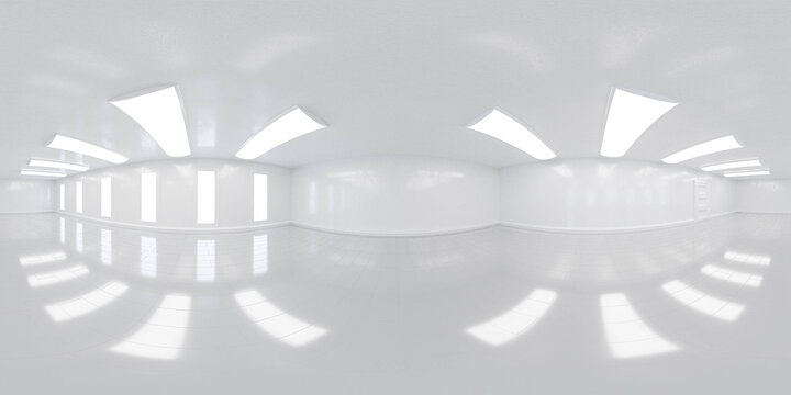 360 panorama hdr style white room 3d render illustration vr equi rectangular panorama