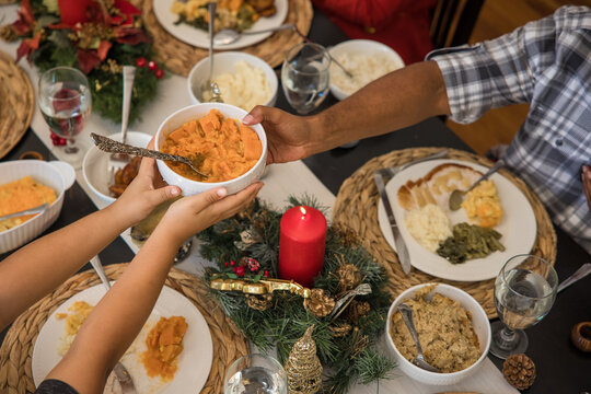 Family Eating Christmas Meal Together