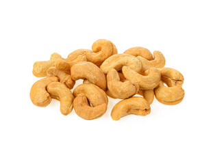 Close up  cashew nuts isolated  on white background