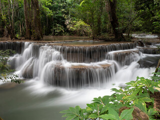 Beautyful waterfall in the jungle at Kanchanaburi Thailand 