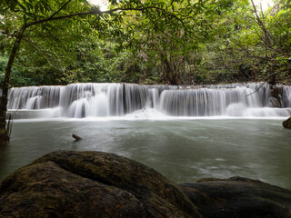 Beautyful waterfall in the forest at Kanchanaburi Thailand 
