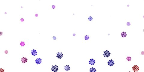 Light purple, pink vector texture with bright snowflakes.
