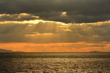 Naklejka premium 明石海峡の夕景