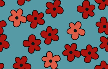 seamless pattern with small red flowers