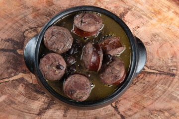 Feijoada. Traditional Brazilian food. Brazilian cuisine. Top view.