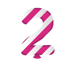 balloon helium number two with stripes floating