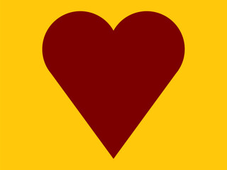 Red heart on a yellow background for the celebration of the day of love and friendship