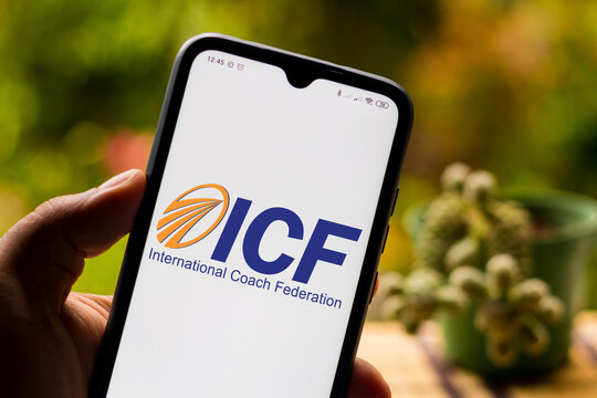 November 9, 2020, Brazil. In this photo illustration the International Coaching Federation (ICF) logo seen displayed on a smartphone.