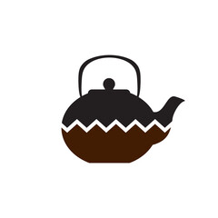 Tea pot icon logo design template