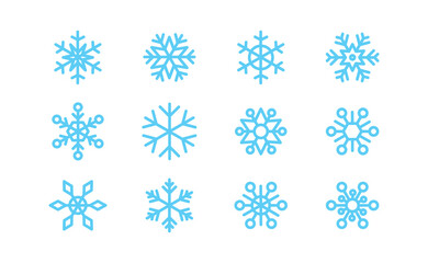 Snowflakes icon collection. Set of snow flake icons. Geometric shapes for christmas and new year decoration.