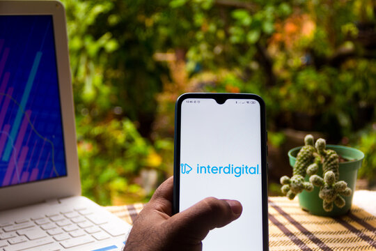 November 9, 2020, Brazil. In this photo illustration the InterDigital logo seen displayed on a smartphone.