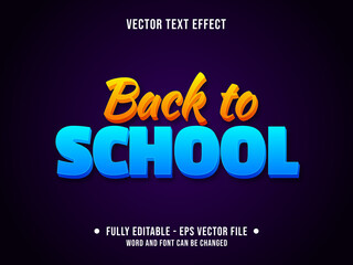 Editable text effect - Back to school orange and blue modern color style	

