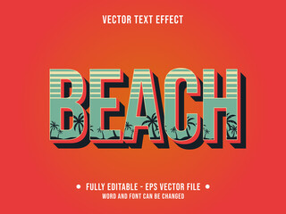 Editable text effect - Beach retro red and retro green color style	
