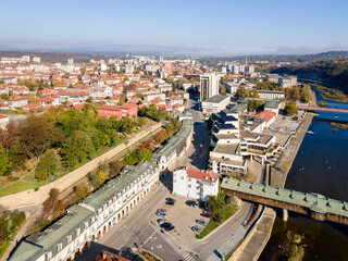 Obraz premium Aerial view of center of town of Lovech, Bulgaria