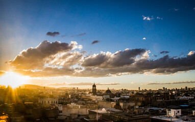 Guadalajara, Jalico, Mexico, sunset sunny cityscape, cloudy day, blue sky