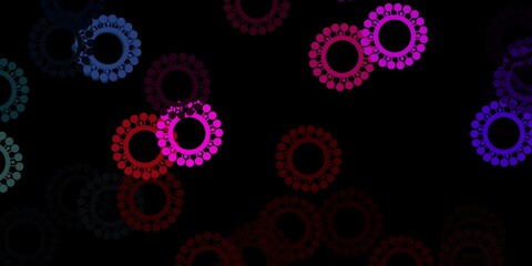 Dark multicolor vector pattern with coronavirus elements.