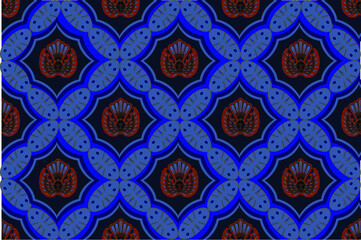 Indonesian batik motif, Batik is a technique of wax-resist dyeing applied to whole cloth, or cloth made using this technique originated from Indonesia. Vector EPS 10
