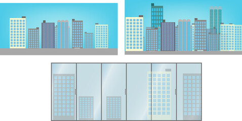 Obraz premium 都会のビルの街並みのイラスト