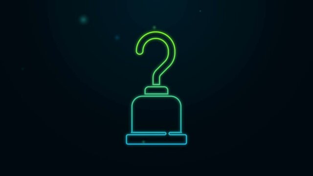 Glowing neon line Pirate hook icon isolated on black background. 4K Video motion graphic animation