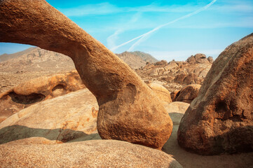 vacation, arch, mobius arch, sandstone, national park, park, state park, summer, clouds, rock, stone, California, popular, beautiful, orange, vacation, famous, landmark, blue, sky, wallpaper, poster, 