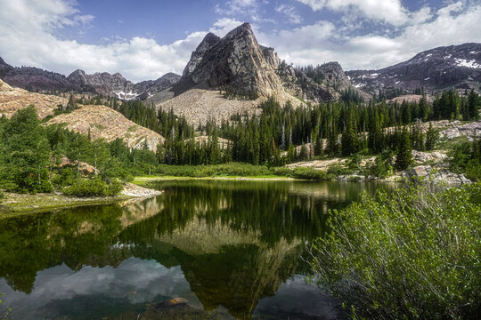 reflective lake in the mountains