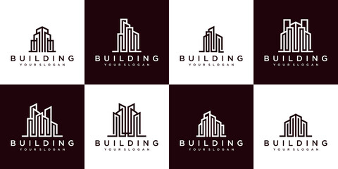 set of building logo monoline