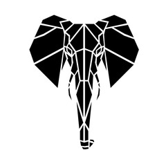 Elephant head in minimalist design - geometric shapes in symmetry. 