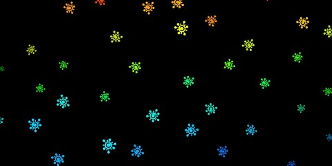 Dark blue, yellow vector background with covid-19 symbols.