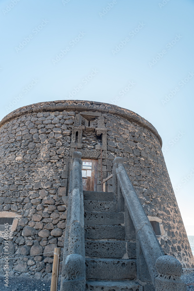 Wall mural EL COTILLO, SPAIN - Oct 23, 2020: El Castillo in the coast in Fuerteventura at El Cotillo in the C