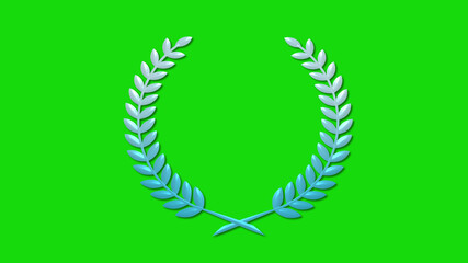 Amazing cyan and white gradient 3d wheat logo icon on green background, Wreath logo icon