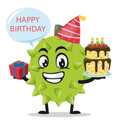 vector illustration of durian mascot or character celebrate birthday party