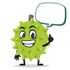vector illustration of durian mascot or character says with blank balloon speech