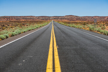 Asphalt road. Panoramic skyline with empty highway.