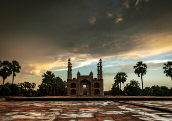 Beautiful view of the Tomb of Akbar in Agra, Uttar Pradesh, India