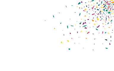 Color Confetti FallingFestive White Background. 
